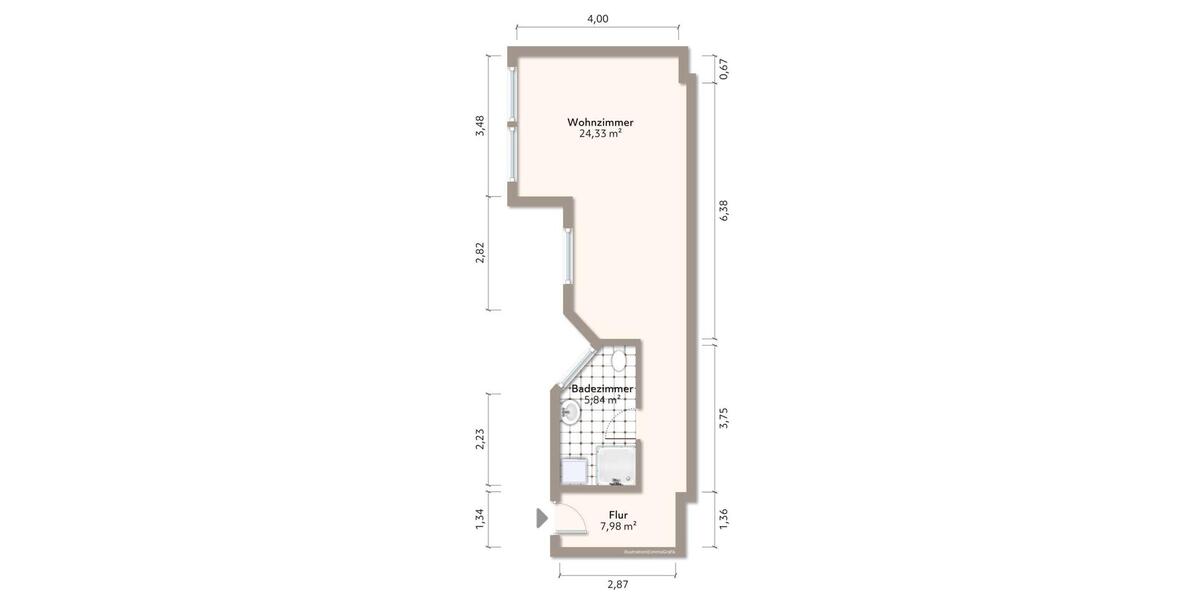 Erdgeschoßwohnung Magdeburg Leipziger Straße - 1 Zimmer, 39 m&sup2;, 350&euro; | Angebot:24933922