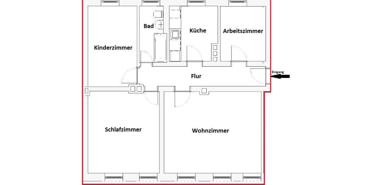Etagenwohnung Magdeburg Neue Neustadt - 4 Zimmer, 85 m&sup2;, 680&euro; | Angebot:26496532