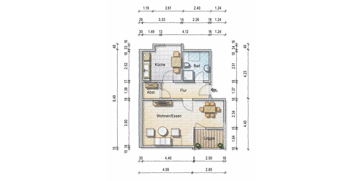 Dachgeschoßwohnung Wolmirstedt - 1 Zimmer, 44 m&sup2;, 267&euro; | Angebot:25251269