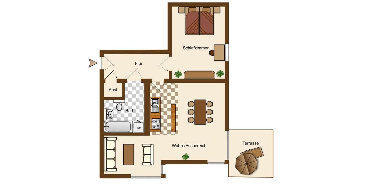 Erdgeschoßwohnung Magdeburg Hopfengarten - 2 Zimmer, 47 m&sup2;, 350&euro; | Angebot:24700320