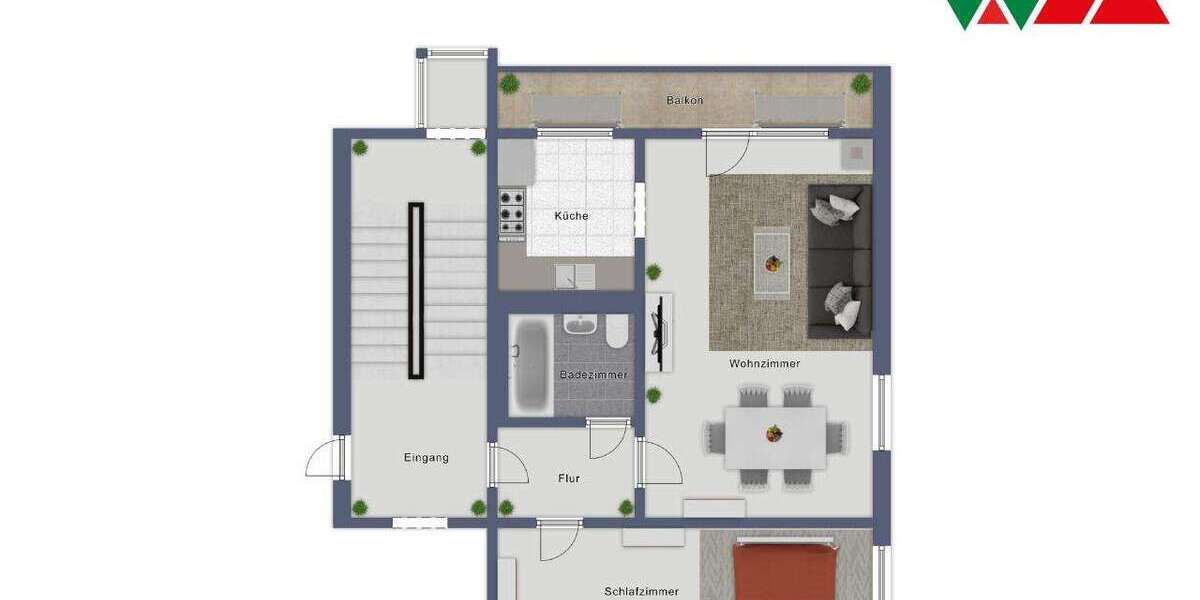 Etagenwohnung Magdeburg Alt Olvenstedt - 2 Zimmer, 48 m&sup2;, 333&euro; | Angebot:26391113