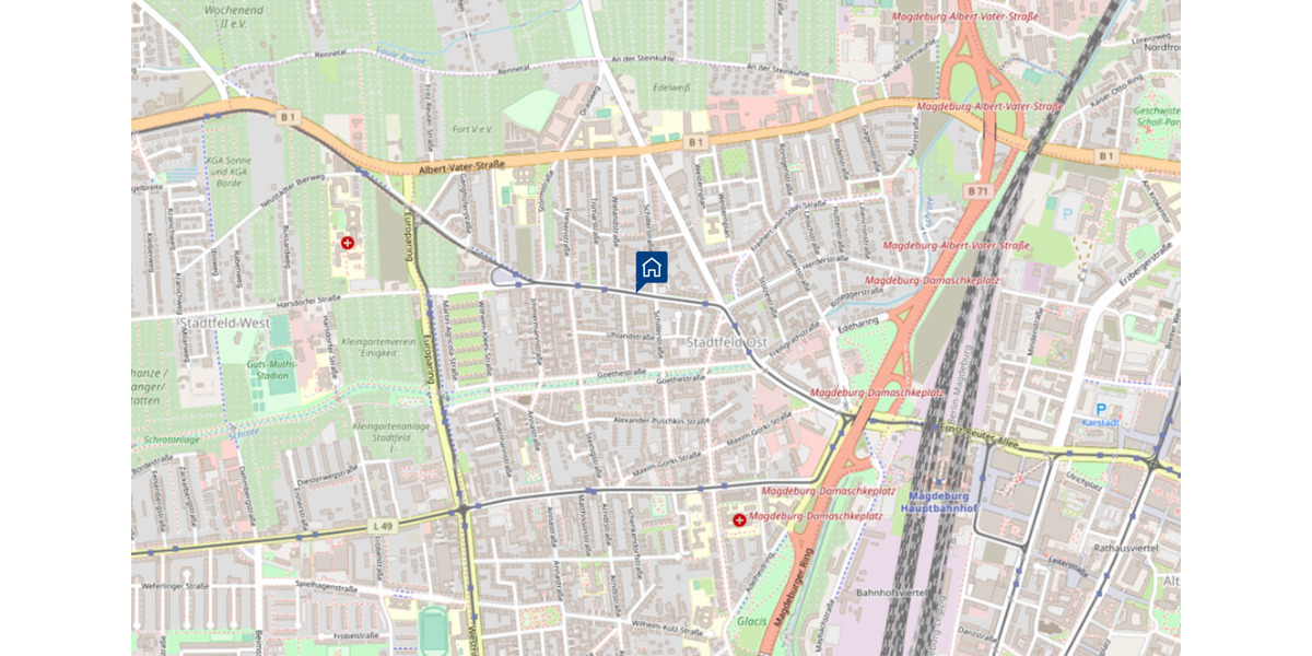 Erdgeschoßwohnung Magdeburg Nordwest - 2 Zimmer, 51 m&sup2;, 366&euro; | Angebot:25887240