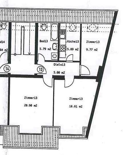 Dachgeschoßwohnung Magdeburg Alte Neustadt - 3 Zimmer, 66 m&sup2;, 400&euro; | Angebot:24771566