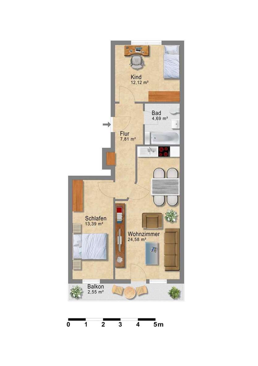 frisch renovierte 3 Zimmer-Wohnung mit Balkon und Tageslichtbad *ab sofort verfügbar* 3 zimmer