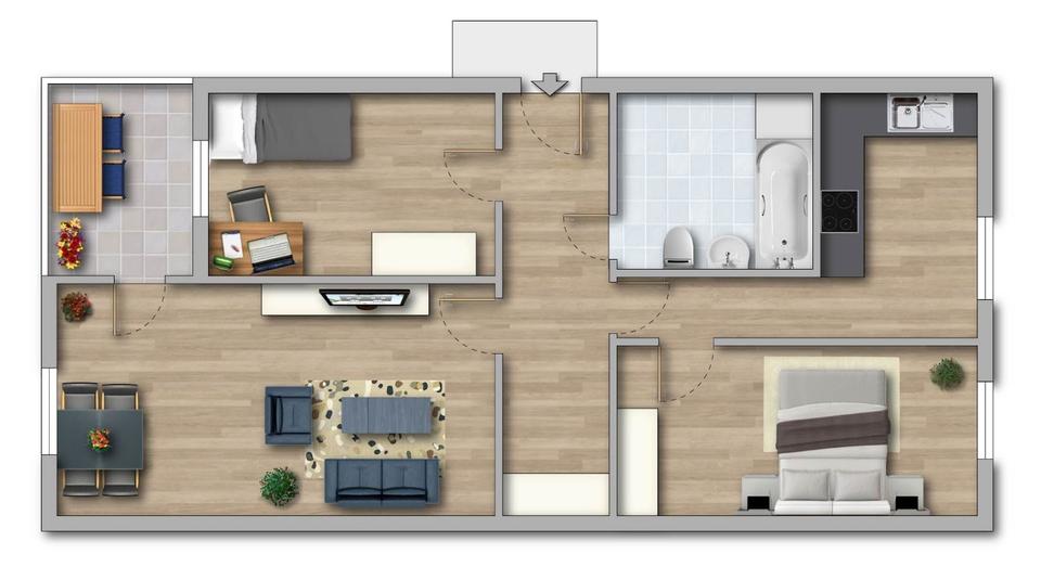 Etagenwohnung Magdeburg Alt Olvenstedt - 3 Zimmer, 65 m&sup2;, 426&euro; | Angebot:25098623