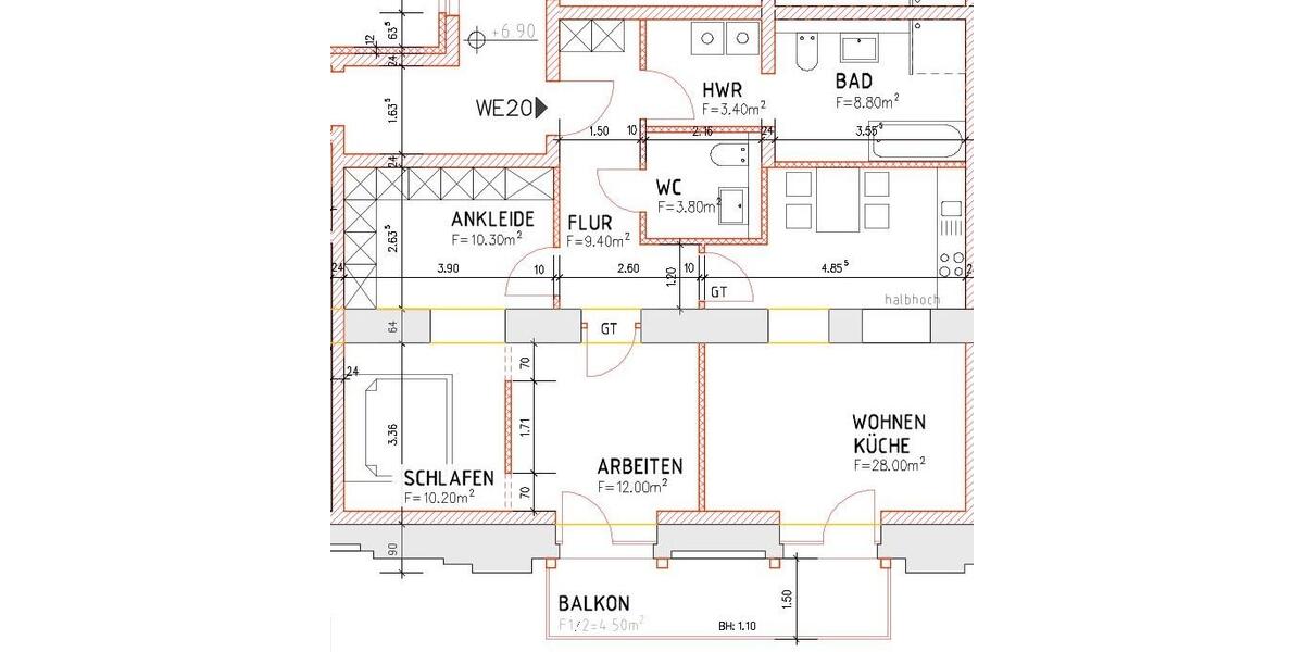 Etagenwohnung Magdeburg Neue Neustadt - 3 Zimmer, 89 m&sup2;, 847&euro; | Angebot:26073616