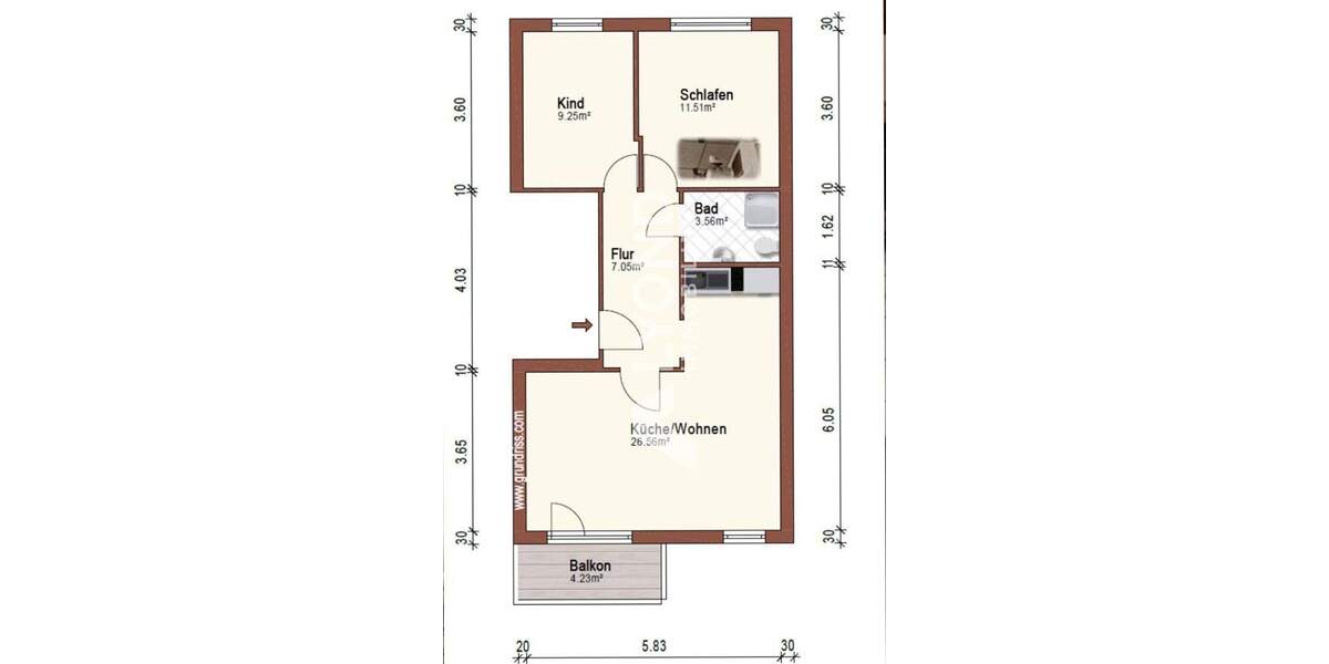 Etagenwohnung Magdeburg / Neustädter Feld Neustädter Feld - 3 Zimmer, 60 m&sup2;, 95.000&euro; | Angebot:25773079
