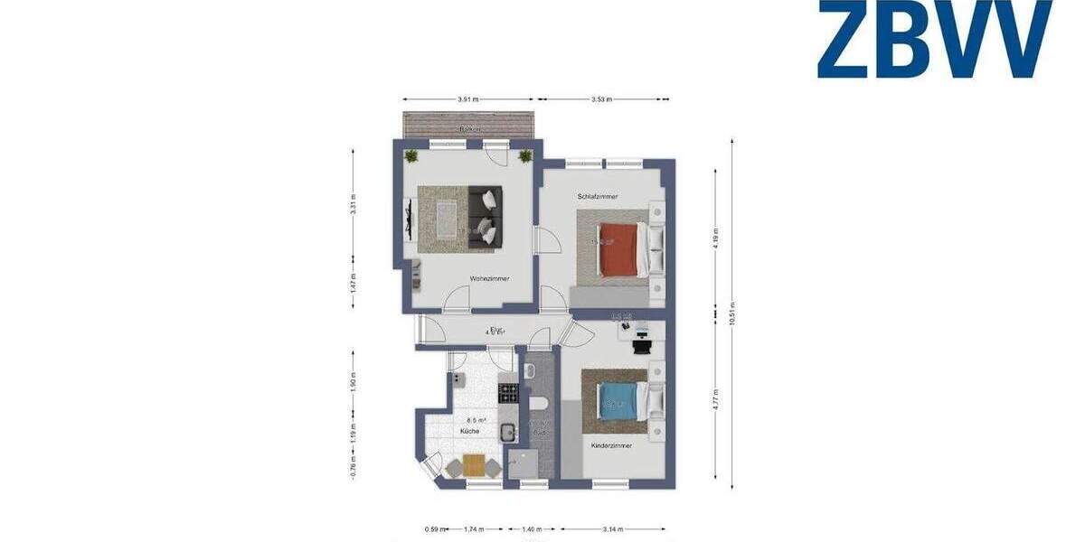Etagenwohnung Magdeburg Stadtfeld Ost - 3 Zimmer, 72 m&sup2;, 529&euro; | Angebot:26162835