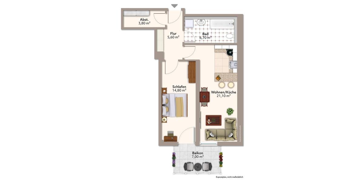Etagenwohnung Magdeburg Diesdorf - 2 Zimmer, 59 m&sup2;, 425&euro; | Angebot:26097638
