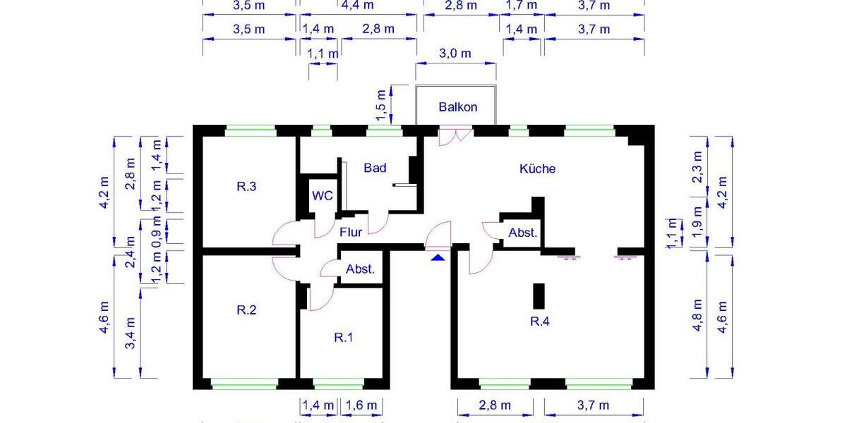 Etagenwohnung Magdeburg Diesdorf - 4 Zimmer, 127 m&sup2;, 1.331&euro; | Angebot:23330008