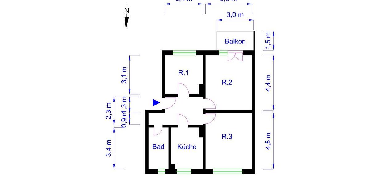 Etagenwohnung Magdeburg Diesdorf - 3 Zimmer, 67 m&sup2;, 537&euro; | Angebot:25803629