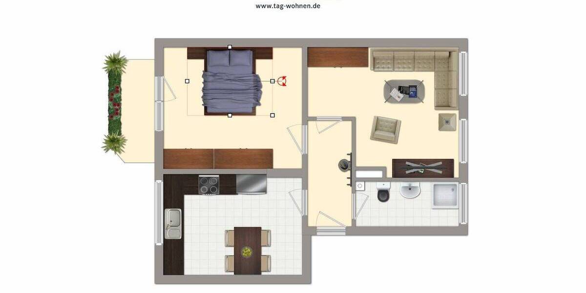 Etagenwohnung Magdeburg Fermersleben - 2 Zimmer, 46 m&sup2;, 283&euro; | Angebot:26190124