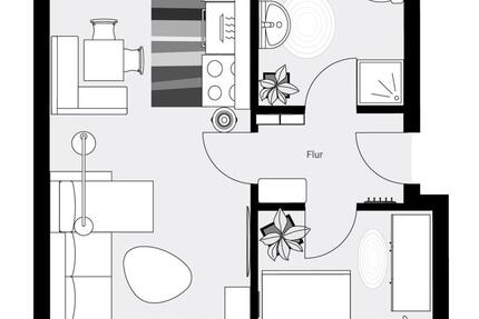 Frisch saniert und möbliert: Schicke 2-Zi-Wohnung mit Tageslichtbad im schönen Egeln 2 zimmer