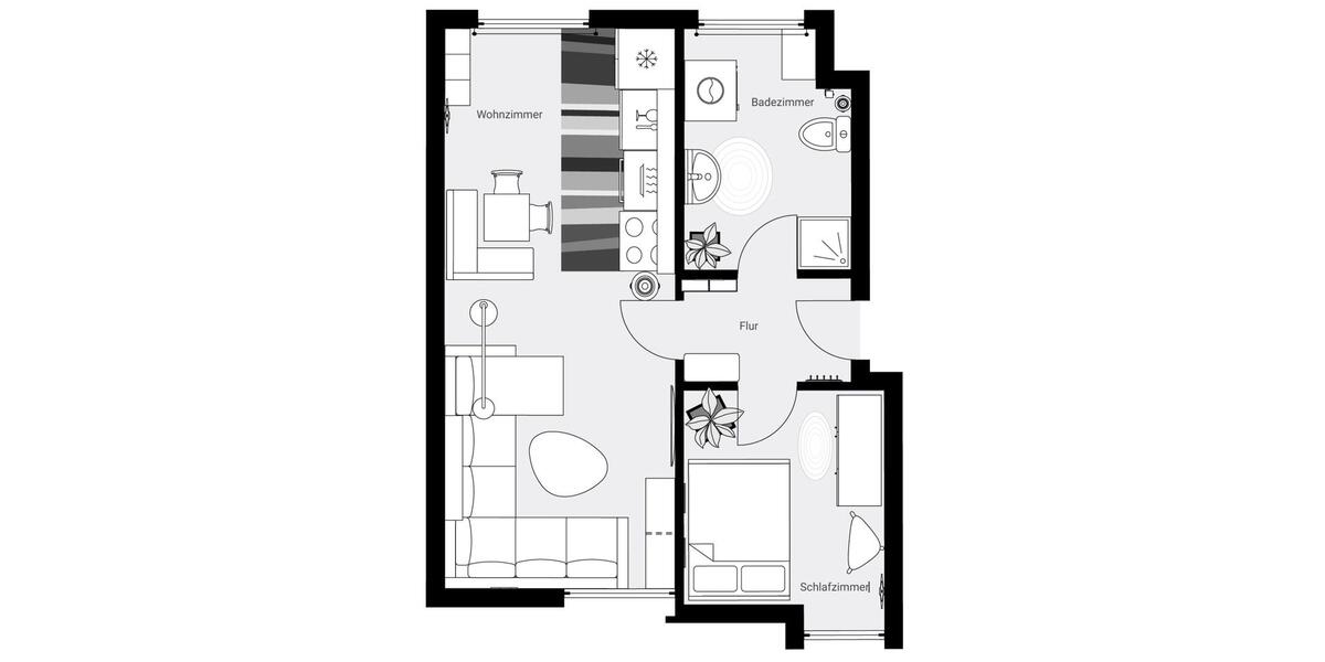 Frisch saniert und möbliert: Schicke 2-Zi-Wohnung mit Tageslichtbad im schönen Egeln 2 zimmer
