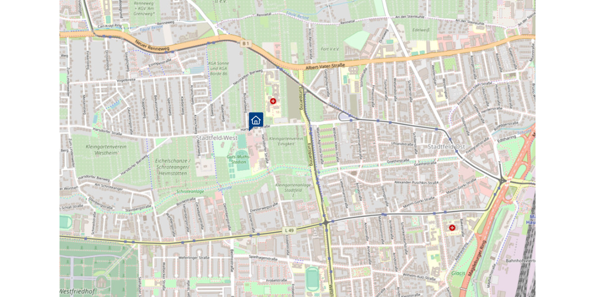 Etagenwohnung Magdeburg Diesdorf - 2 Zimmer, 53 m&sup2;, 424&euro; | Angebot:24808544