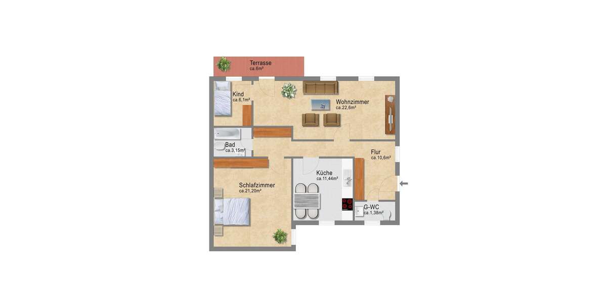 3 Zimmer-Wohnung mit separatem Eingang und Terrasse *ab sofort verfügbar* 3 zimmer