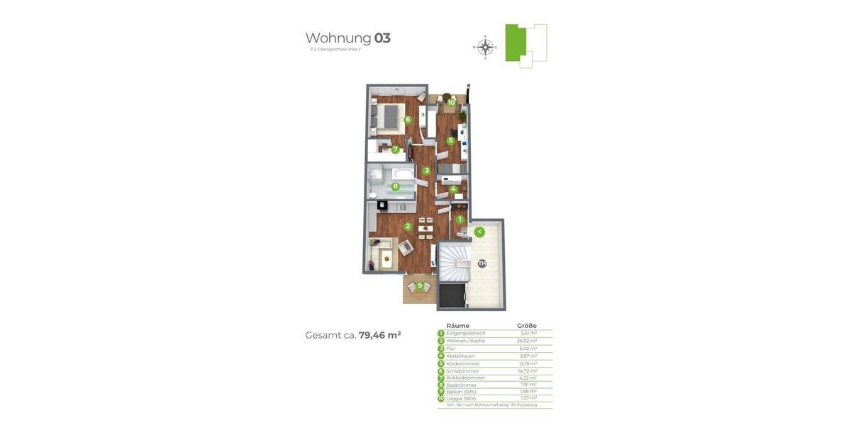 Etagenwohnung Magdeburg / Stadtfeld Ost Stadtfeld Ost - 3 Zimmer, 79 m&sup2;, 383.400&euro; | Angebot:26807301