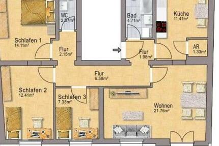 Neu! Sanierte 90 m², 4-Zi,Gast-WC, Balkon 4 zimmer