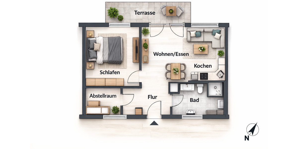 Erdgeschoßwohnung Magdeburg Alt Olvenstedt - 2 Zimmer, 51 m&sup2;, 740&euro; | Angebot:25161461