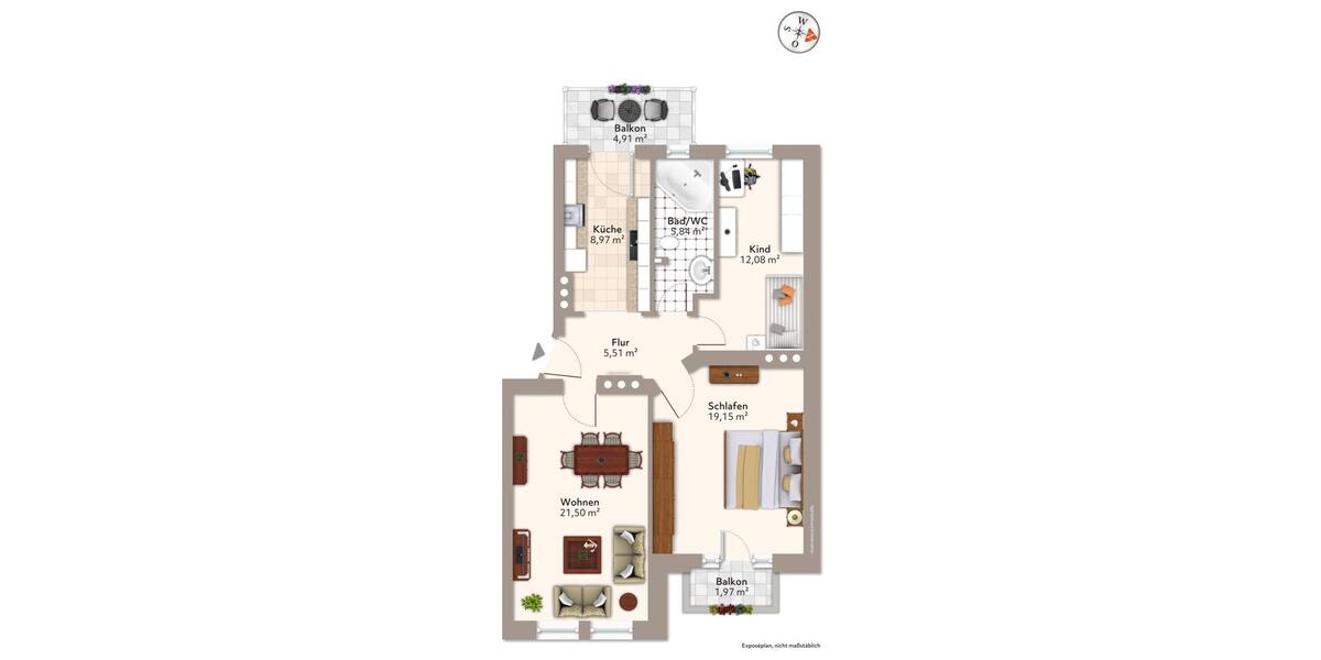 Etagenwohnung Magdeburg Nordwest - 3 Zimmer, 76 m&sup2;, 646&euro; | Angebot:25540606