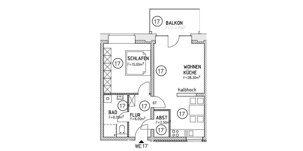 Etagenwohnung Magdeburg Neue Neustadt - 2 Zimmer, 61 m&sup2;, 587&euro; | Angebot:26621247