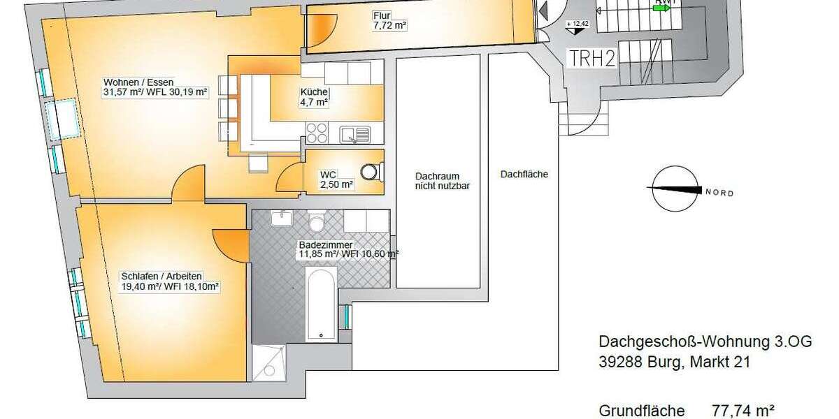 Etagenwohnung Burg - 2 Zimmer, 74 m&sup2;, 499&euro; | Angebot:26738086