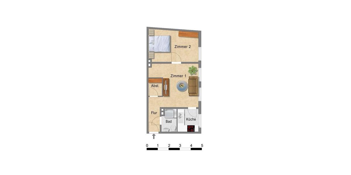 Dachgeschoßwohnung Magdeburg - 2 Zimmer, 39 m&sup2;, 419&euro; | Angebot:26647183