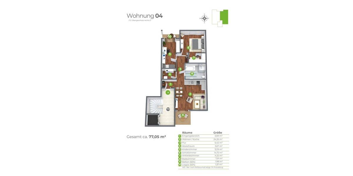 Etagenwohnung Magdeburg / Stadtfeld Ost Stadtfeld Ost - 3 Zimmer, 77 m&sup2;, 371.800&euro; | Angebot:26799391