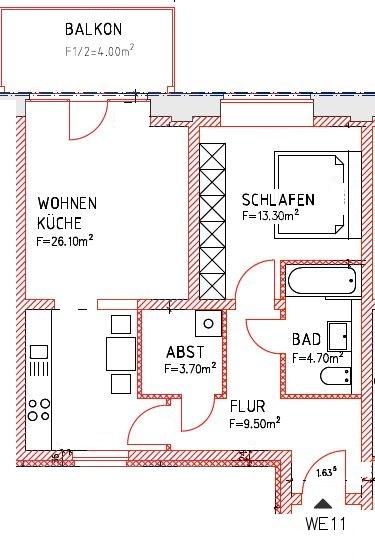Etagenwohnung Magdeburg Neue Neustadt - 2 Zimmer, 60 m&sup2;, 598&euro; | Angebot:26086765