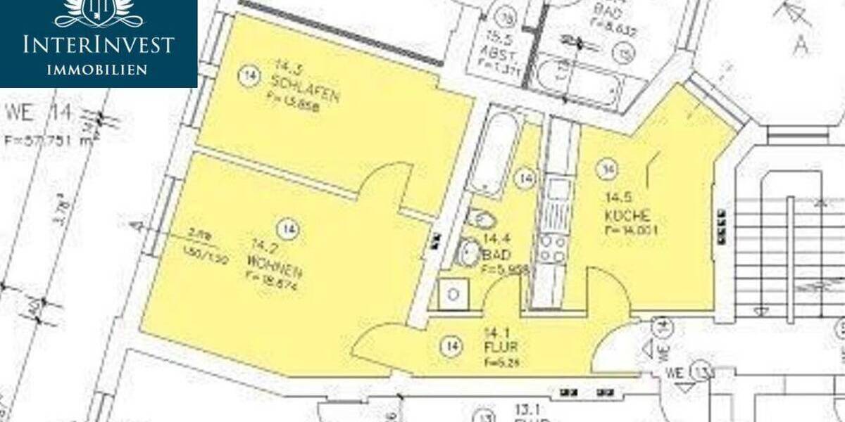 Etagenwohnung Magdeburg Stadtfeld Ost - 2 Zimmer, 58 m&sup2;, 402&euro; | Angebot:26859075