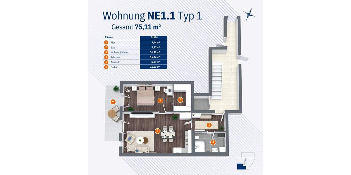 Etagenwohnung Magdeburg / Buckau Buckau - 2 Zimmer, 75 m&sup2;, 360.528&euro; | Angebot:25780323