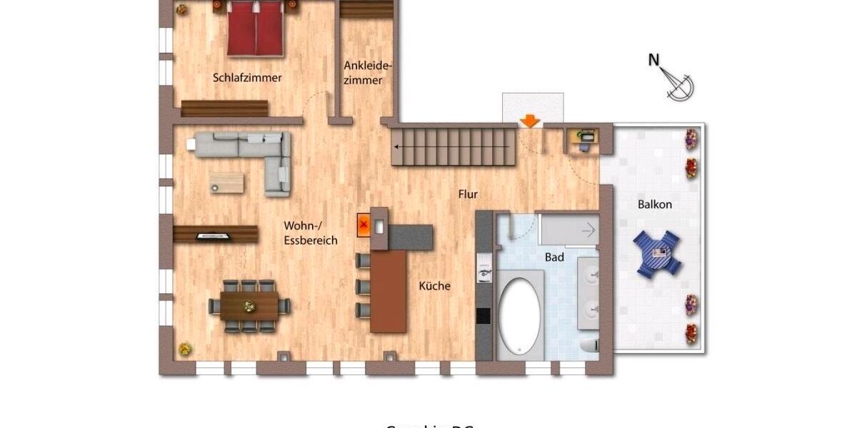 Liebhaber Loft im Dachgeschoss 2 Raum 113m2 2 zimmer