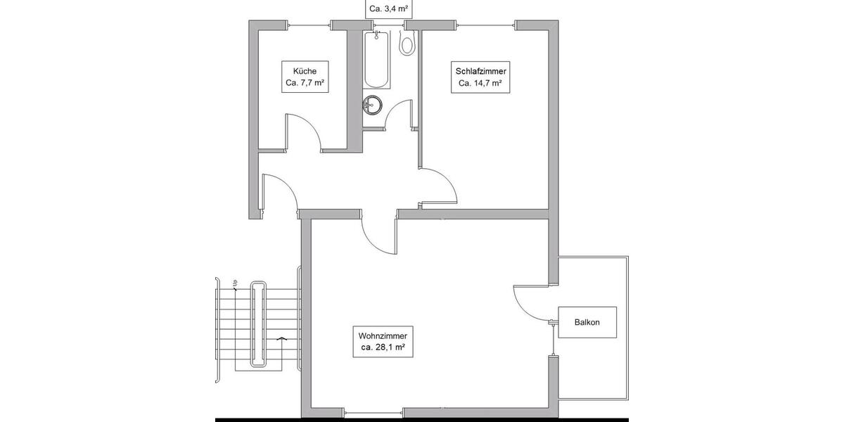 Etagenwohnung Magdeburg Diesdorf - 2 Zimmer, 62 m&sup2;, 448&euro; | Angebot:26289243