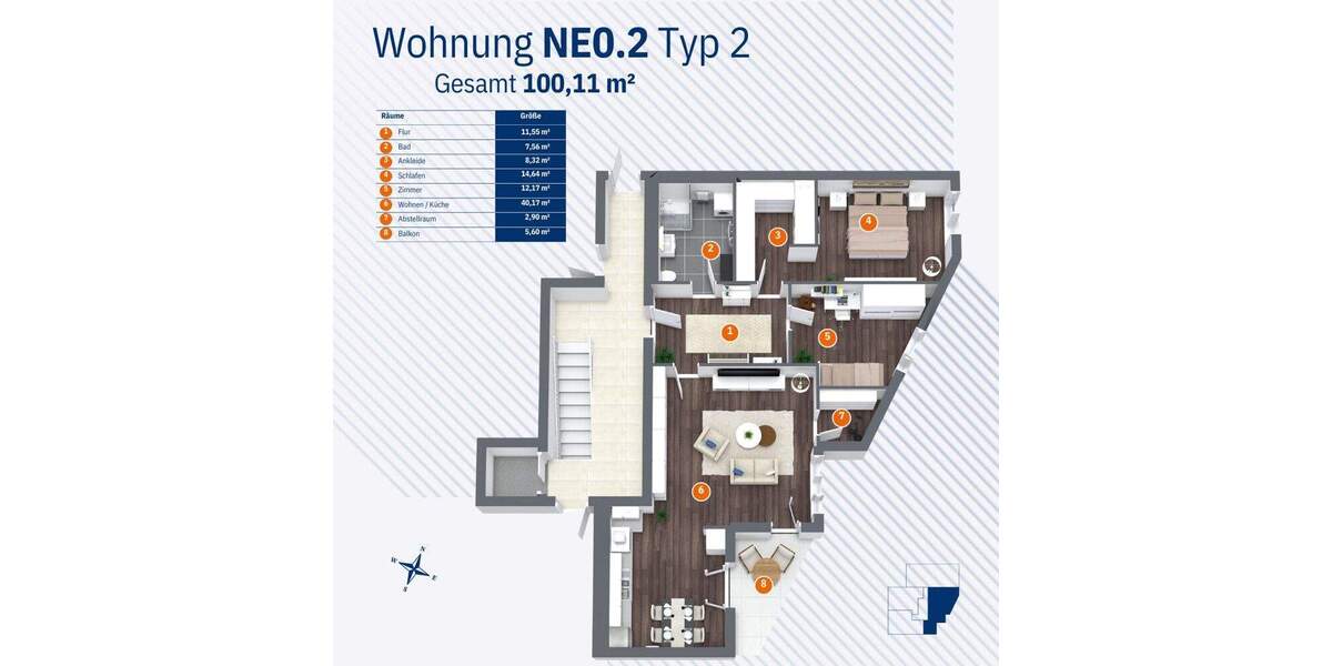 Etagenwohnung Magdeburg / Buckau Buckau - 3 Zimmer, 100 m&sup2;, 460.506&euro; | Angebot:25708768