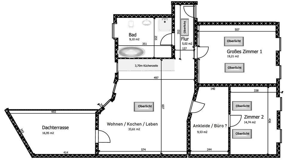 Dachgeschoßwohnung Magdeburg Nordwest - 3 Zimmer, 100 m&sup2;, 874&euro; | Angebot:26216236