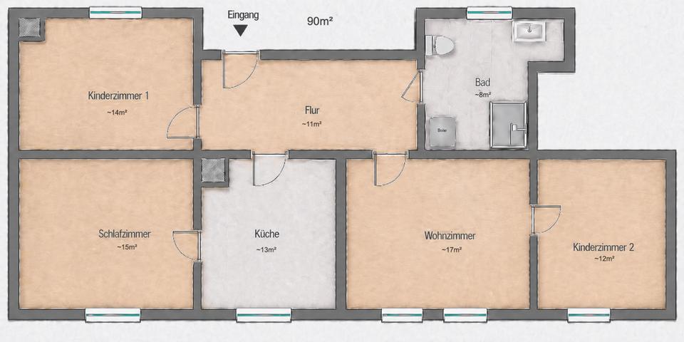 Erdgeschoßwohnung Bördeland - 4 Zimmer, 90 m&sup2;, 486&euro; | Angebot:26657872