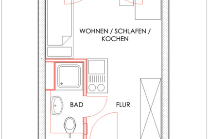 Wohnung Magdeburg Alte Neustadt - 1 Zimmer, 16 m&sup2;, 320&euro; | Angebot:24658620