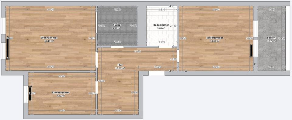 Etagenwohnung Magdeburg Alt Olvenstedt - 3 Zimmer, 58 m&sup2;, 529&euro; | Angebot:26701998