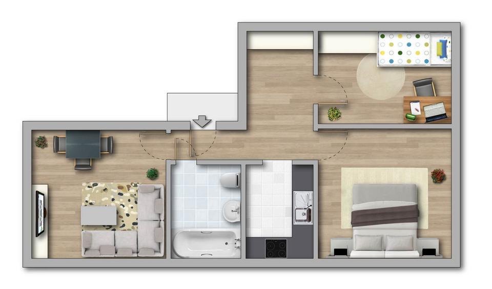 Etagenwohnung Magdeburg Alt Olvenstedt - 3 Zimmer, 57 m&sup2;, 370&euro; | Angebot:26561566