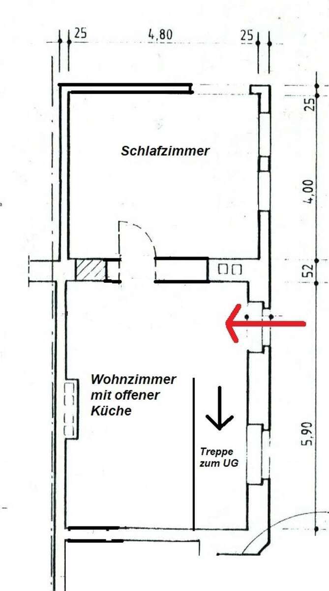 2-Zimmer-Wohnung im Hinterhaus mit viel zusätzlichem Platz im Untergeschoß 2 zimmer