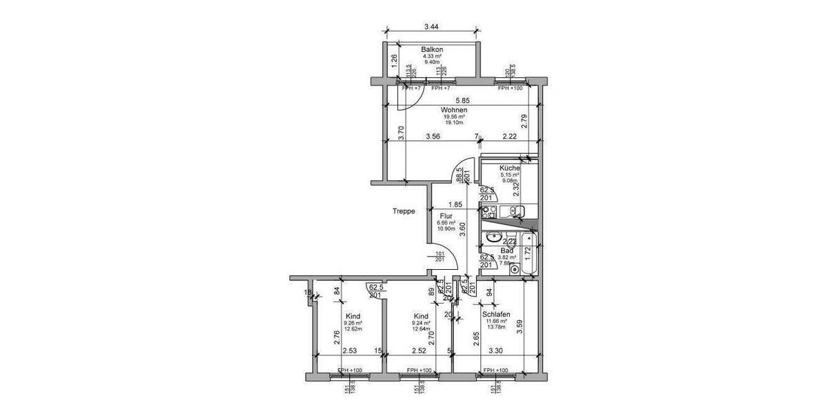 Etagenwohnung Magdeburg / Herrenkrug Herrenkrug - 4 Zimmer, 67 m&sup2;, 148.000&euro; | Angebot:25747185